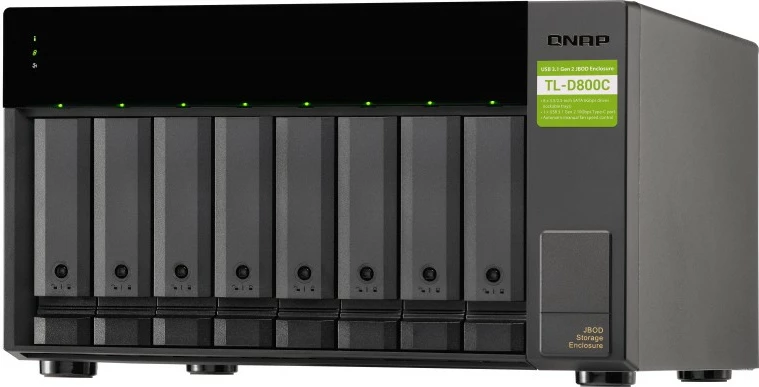 Ohišje QNAP TL-D800C, 8 ležišč, USB-C 3.2 Gen2, črno/sivo