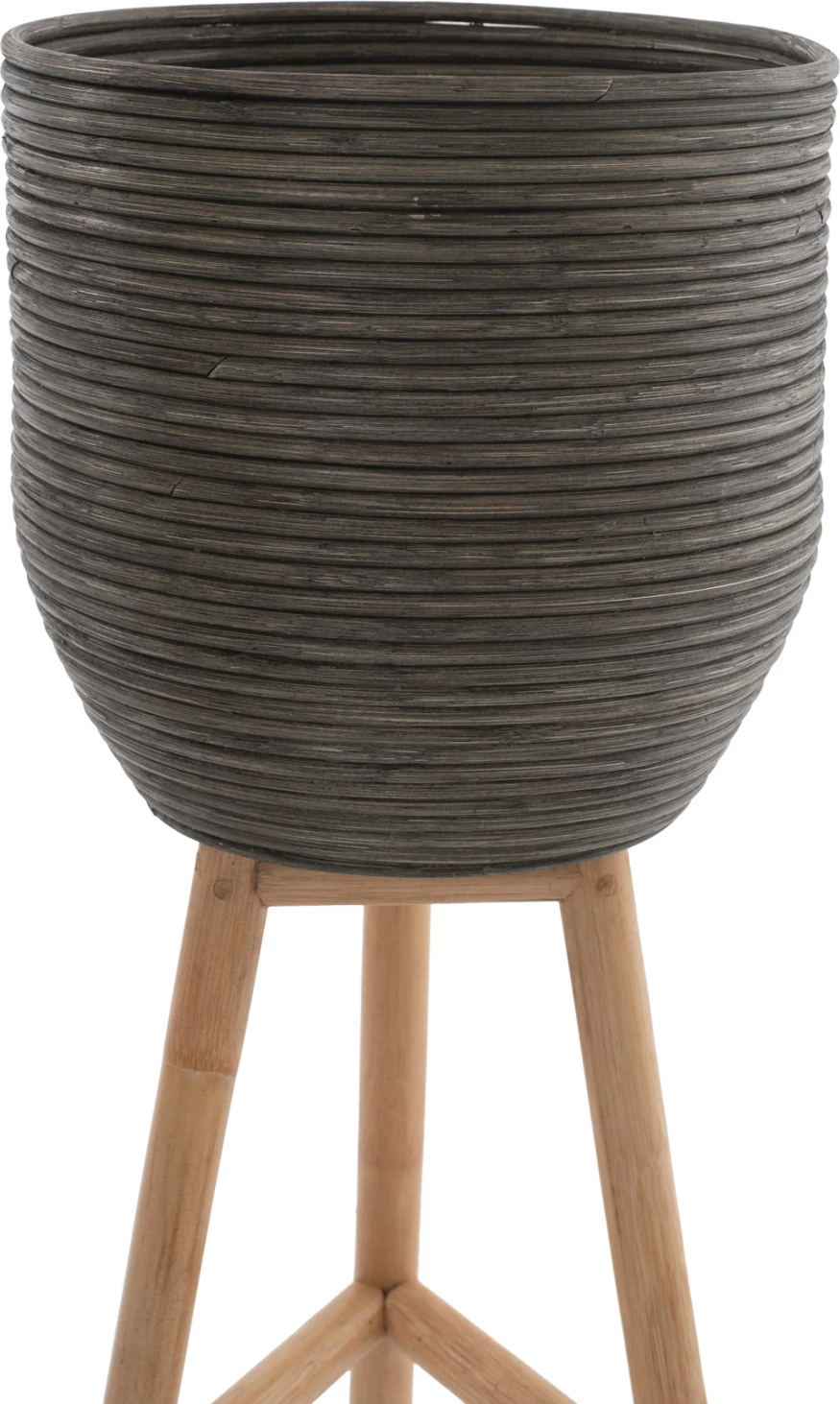 Cvetlični lonec iz ratana z bambusovimi nogami FH7815 31x30x80Hcm. Naravno-zelena