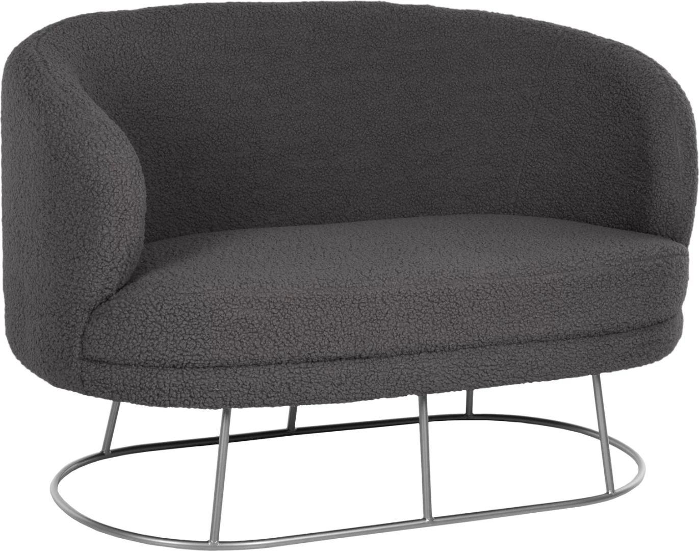 Dvosedna sedežna garnitura ARIEN FH8492.21 iz sive boucle tkanine in srebrne kovinske osnove 130x75x85H cm