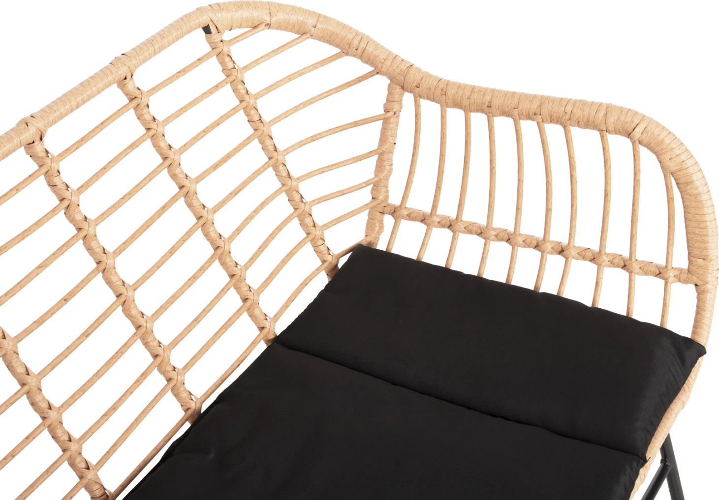 Zunanja sedežna garnitura Allegra FH6077 črna kovina-P.E. ratan v bež barvi 120x62x80H cm