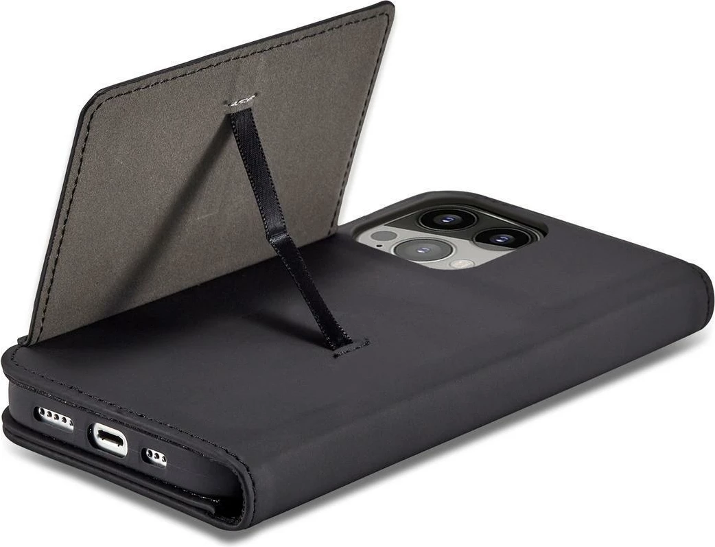 Magnetni ovitek s pokrovom, denarnico in držalom, črn — Hurtel za Samsung Galaxy S23 Ultra