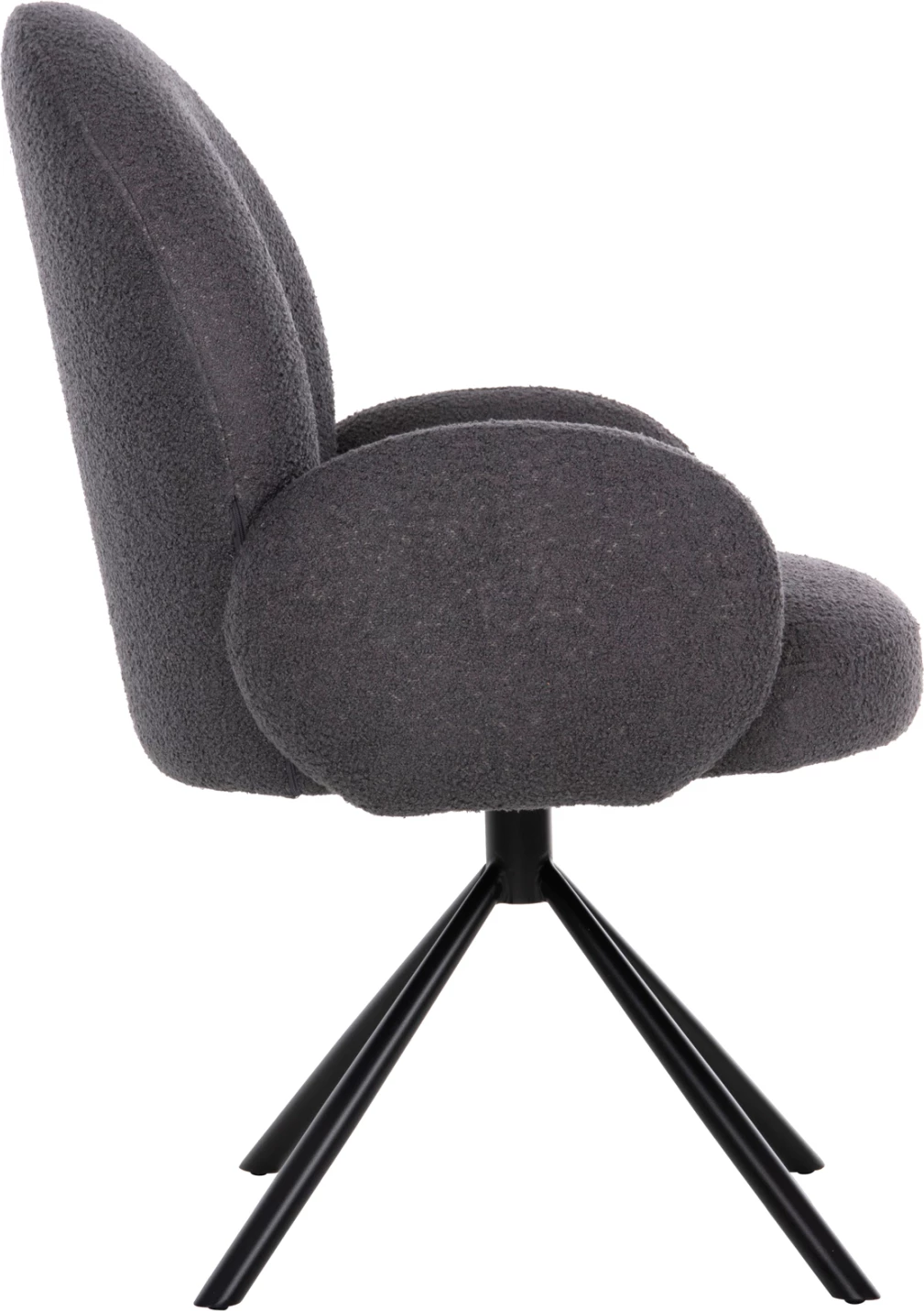 Vrtljiv naslanjač WINON FH9778.01 iz sivega tkanine TEDDY - črna kovinska osnova 65x67x92H cm