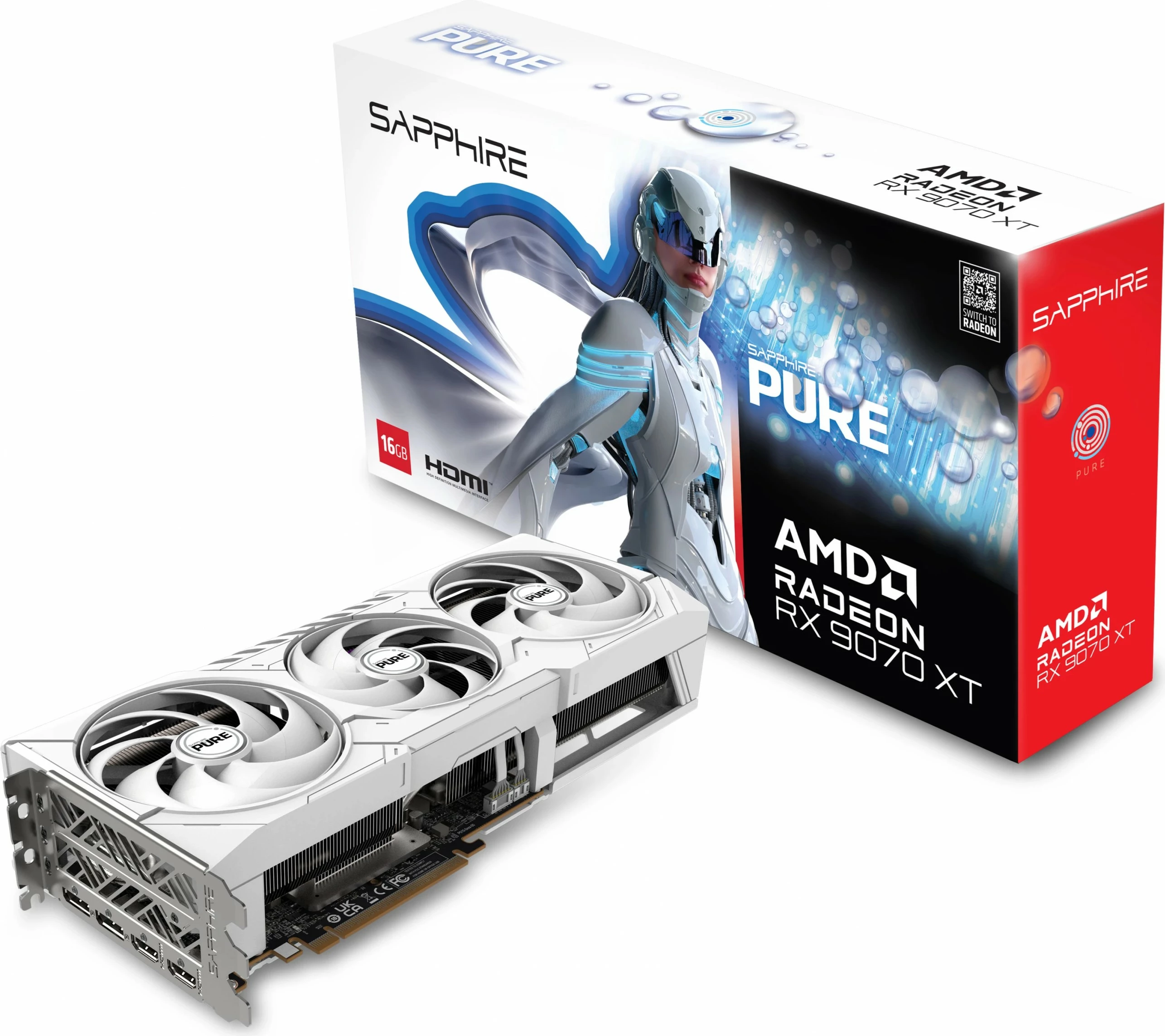Grafična kartica Radeon RX 9070 XT, 16 GB GDDR6, PCI Express x16 5.0, bela - Sapphire