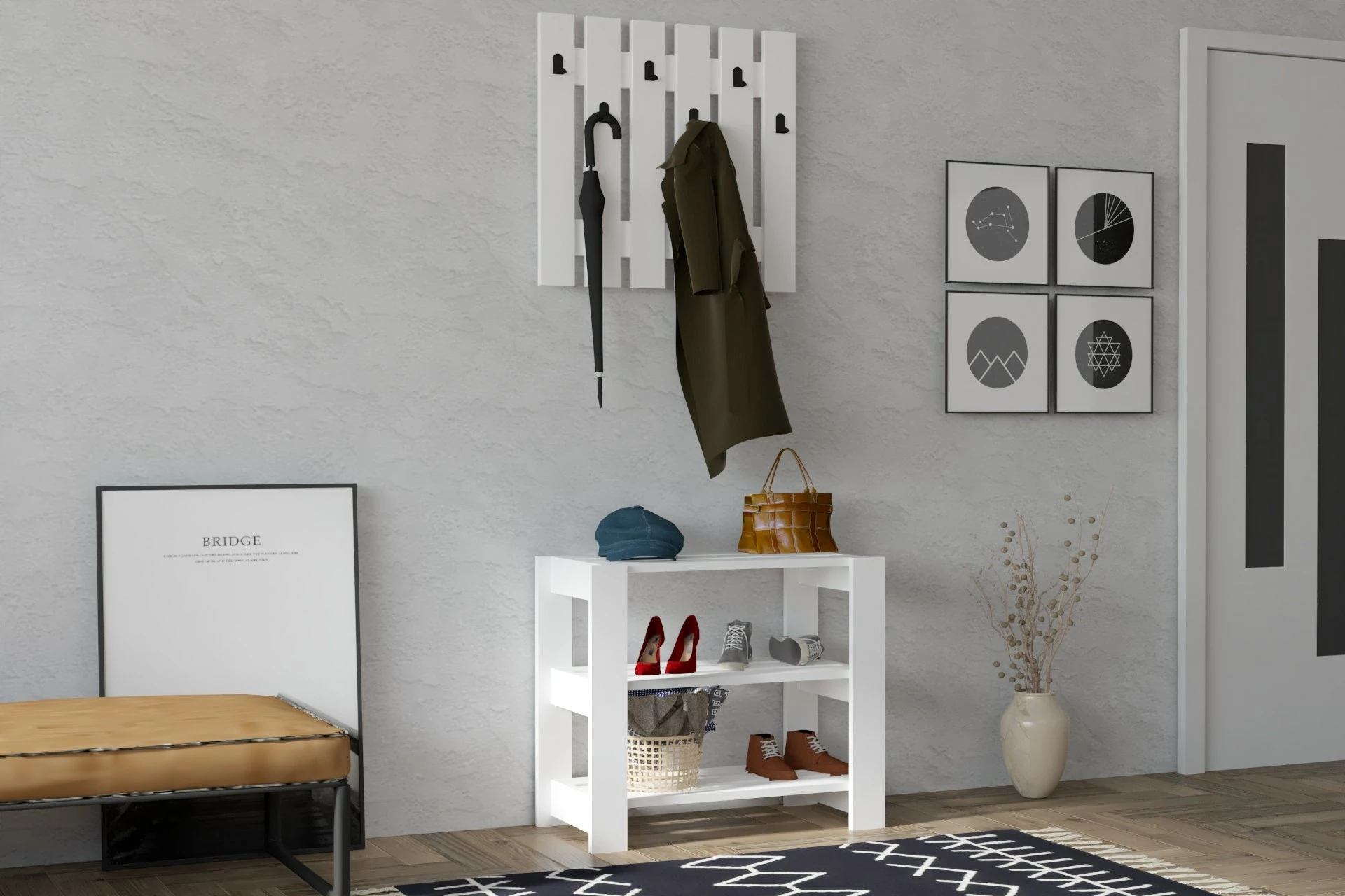 Stojalo za predsobo, belo, Skye Decor Friends