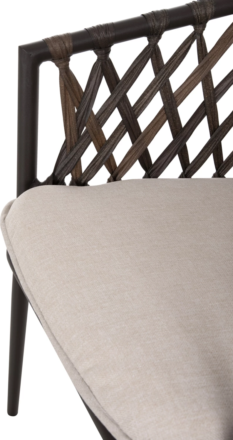 Aluminijasti naslanjač BOLLY FH6080 rjav okvir-sintetični ratan v rjavo-bež blazinah 58,5x67x86Hcm, set 4 kosov