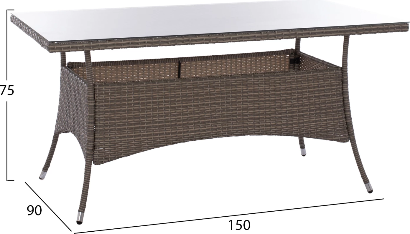 Kovinska miza Minsk rattan siva FH5507.01 150x90x75 cm