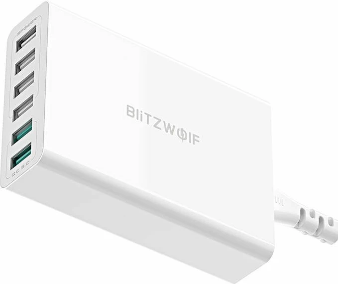 Polnilec 6 USB, QC 3.0, 60 W, BlitzWolf BW-S15, bel