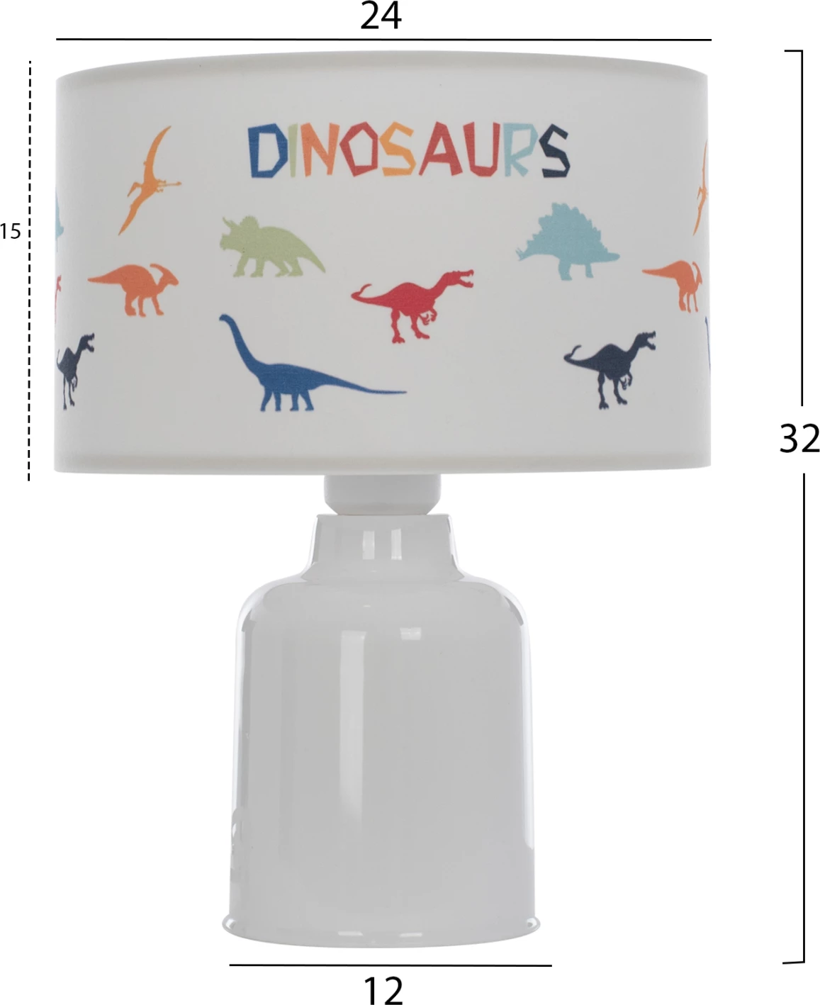 Otroška namizna svetilka iz blaga s figurami dinozavrov na pokrovu Φ24x32Hcm.FH7577.05