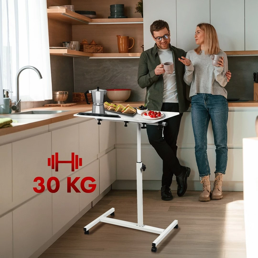 Mobilna miza za prenosnik, Maclean MC-121 W, nastavljiva višina 59–89 cm, bela