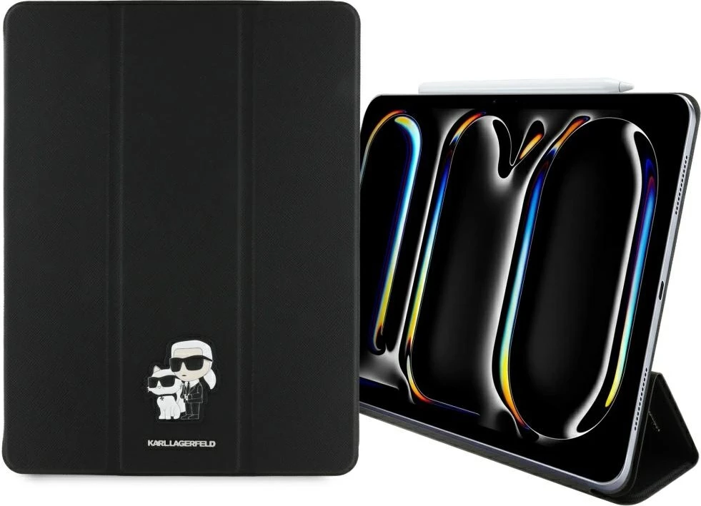 Ovitek Saffiano Magnetic Karl & Choupette za iPad Pro 13" 2024, Karl Lagerfeld, črn