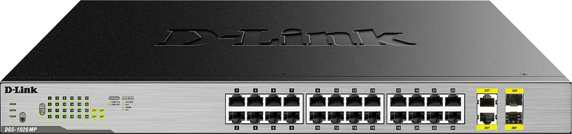 Stikalo L2 Smart 24x Gigabit PoE, 2x SFP, namizno, D-Link DGS-1026MP