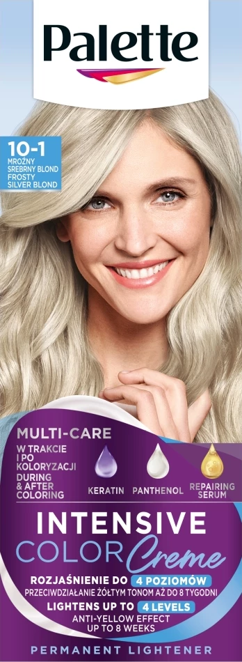 Barva za lase za ženske, Palette Intensive Color Creme Lightener 10-1 (C10) hladna srebrna svetla blond, 1 kos
