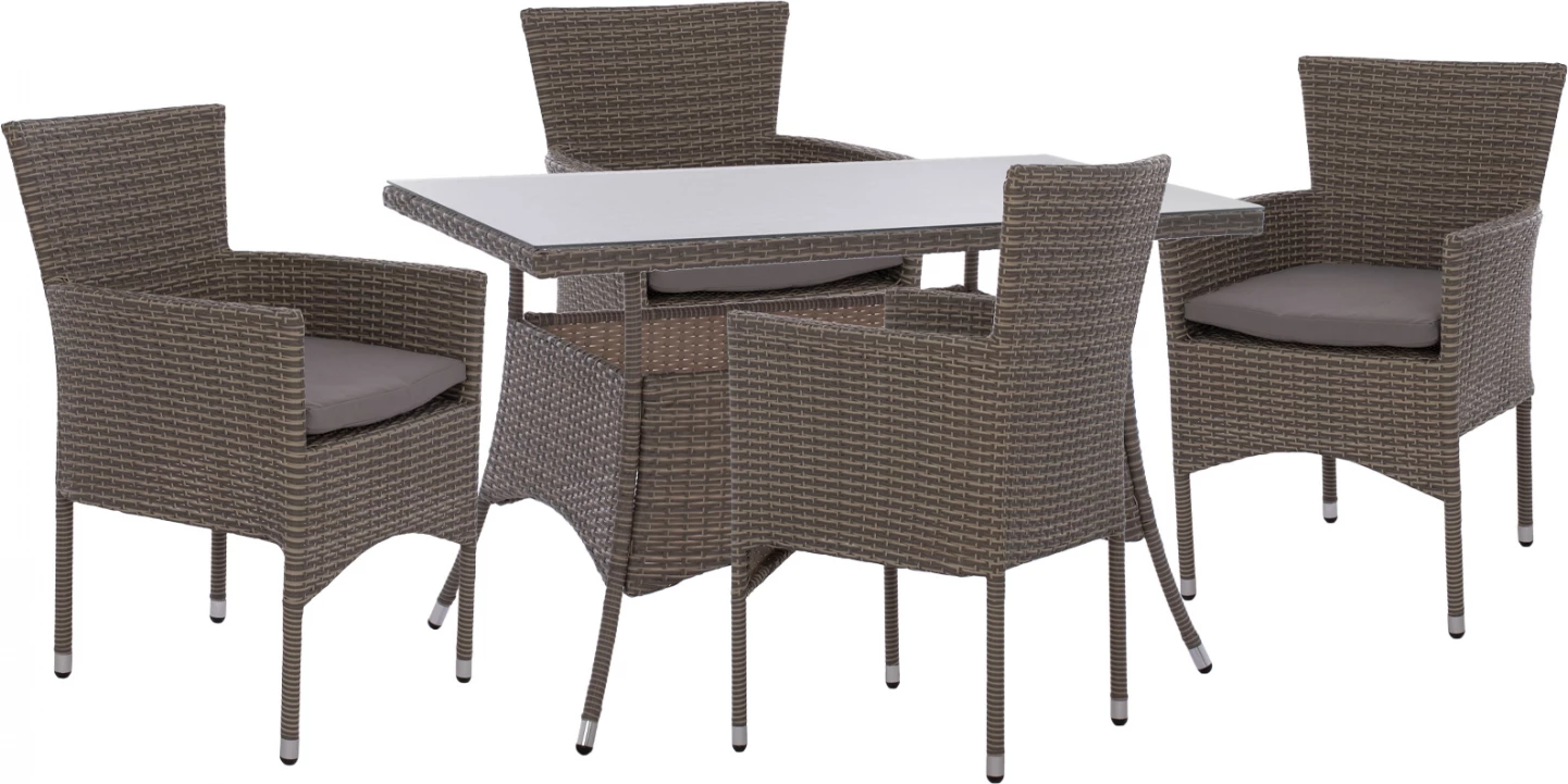 Set jedilnice 5 kosov miza 120x70 in fotelji wicker rattan sivi FH11712.31