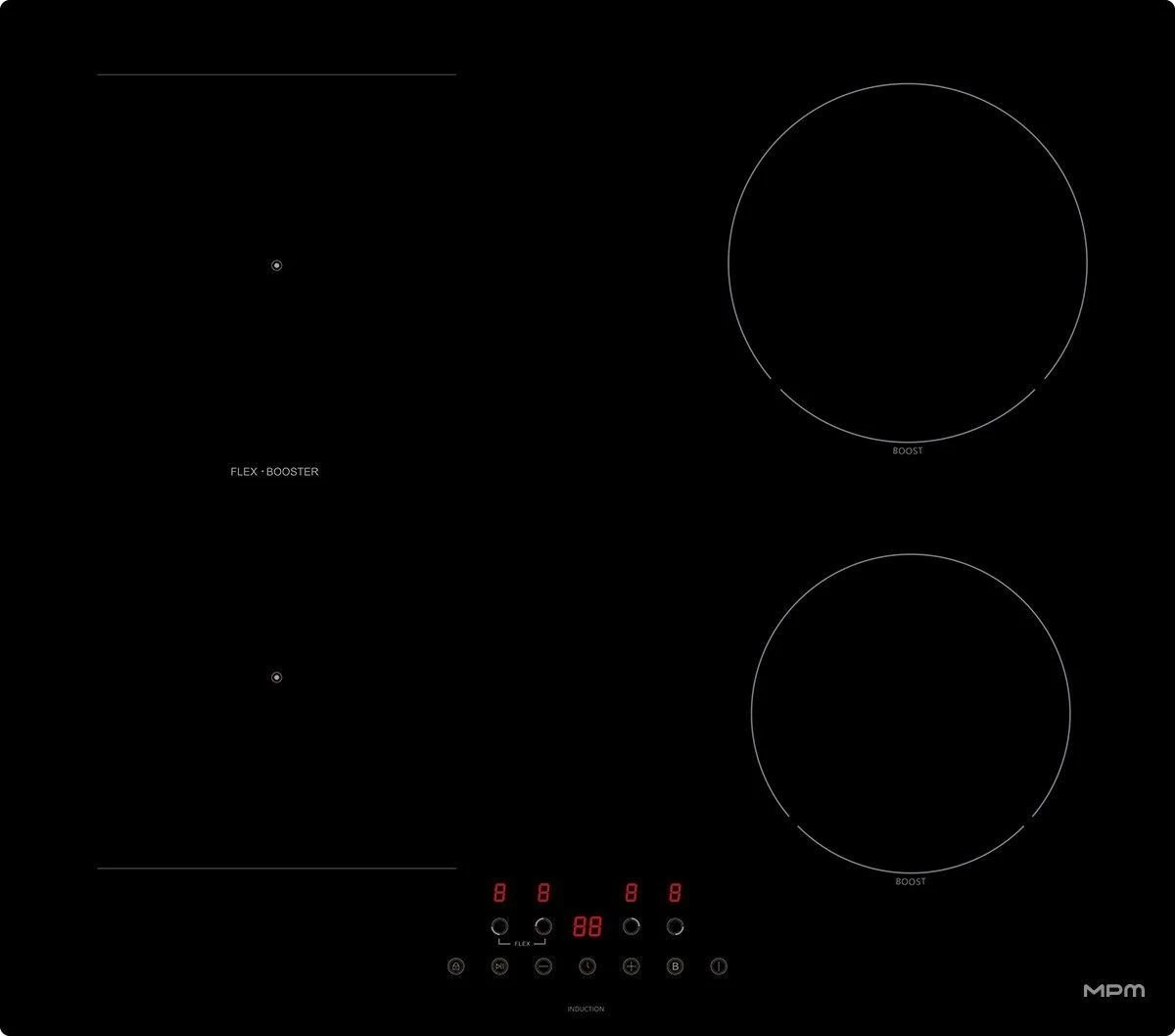 Indukcijska vgradna kuhalna plošča MPM MPM-60-IM-15, 59 cm, 4 kuhališča, črna