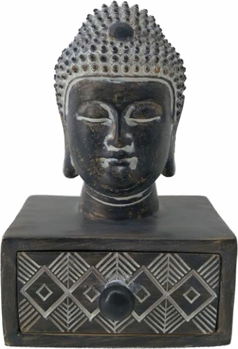 Okrasni kip Bude BADBA DARK, iz poliresina, 10x9x16 cm, črn, rjav, bel