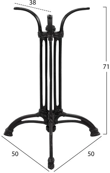 Osnova iz litega železa FH445 3 noge v črni barvi 50x50x71