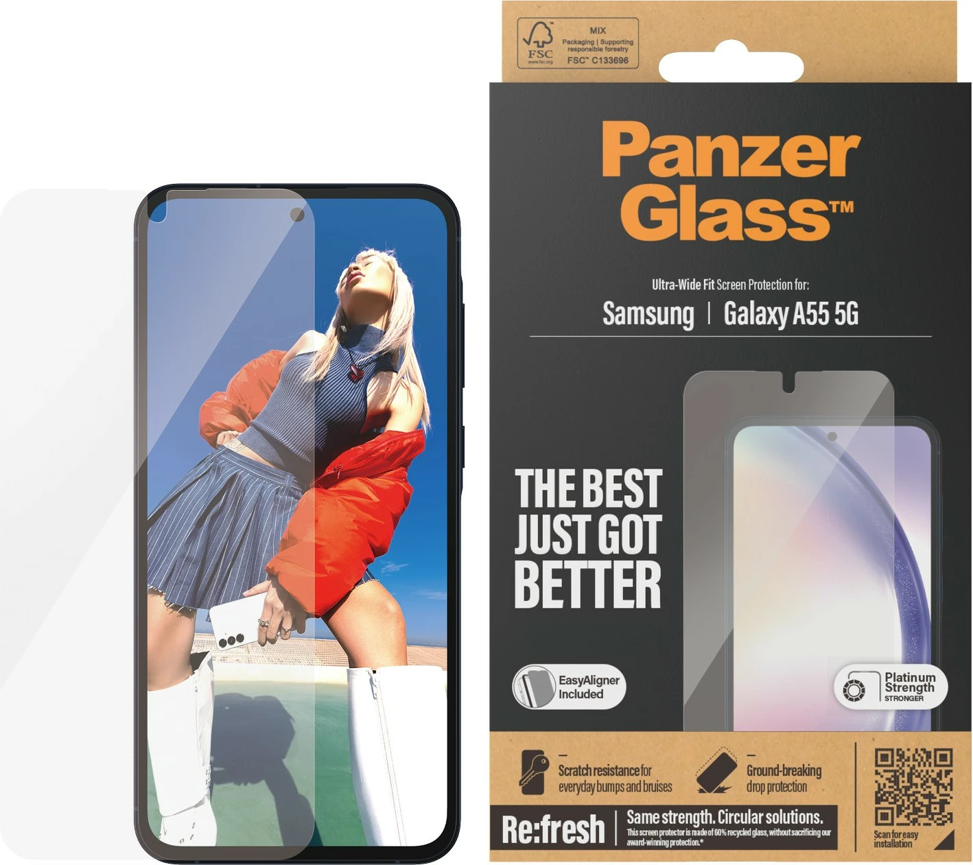 Zaščitni zaslon PanzerGlass za Samsung A55 5G, prozoren