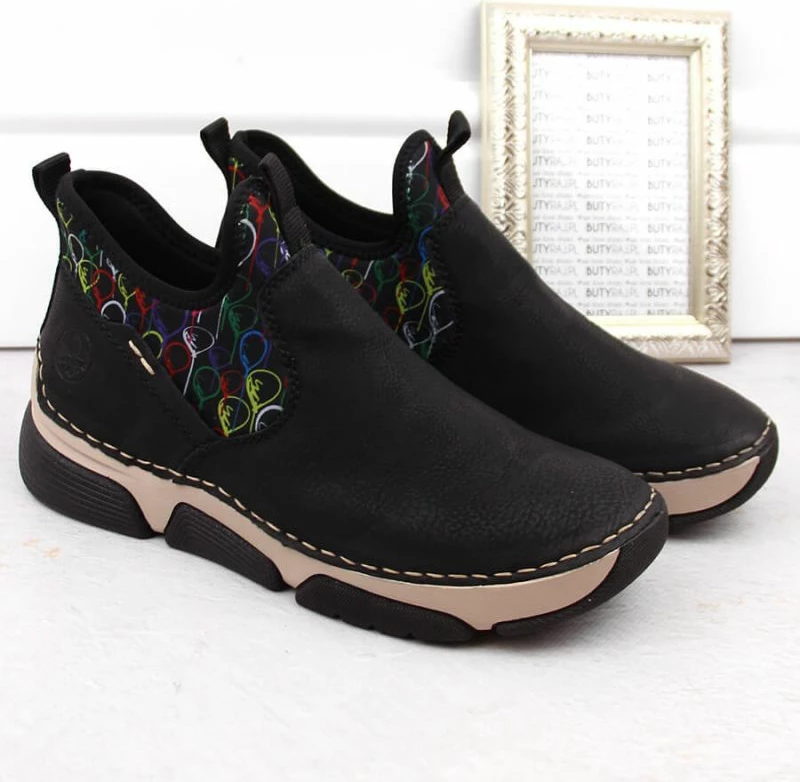 Visoke čevlje Rieker, ženske, črne