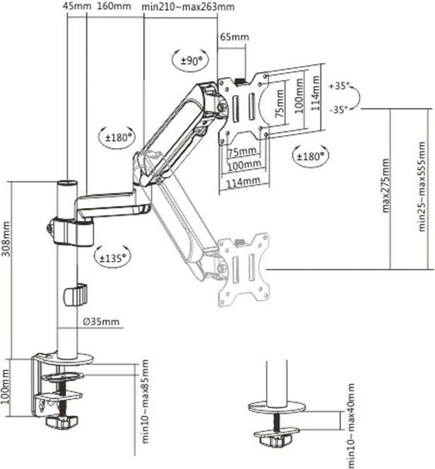 Namizni nosilec za monitor 17–32", Gembird MA-DA1P-01, črn