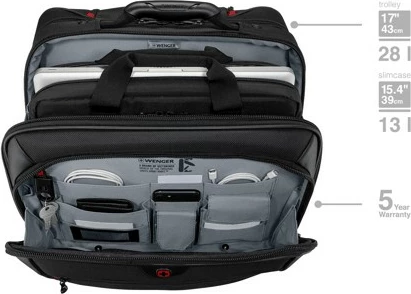 Torba za prenosnik 17'' z vozičkom, Wenger Potomac, črna