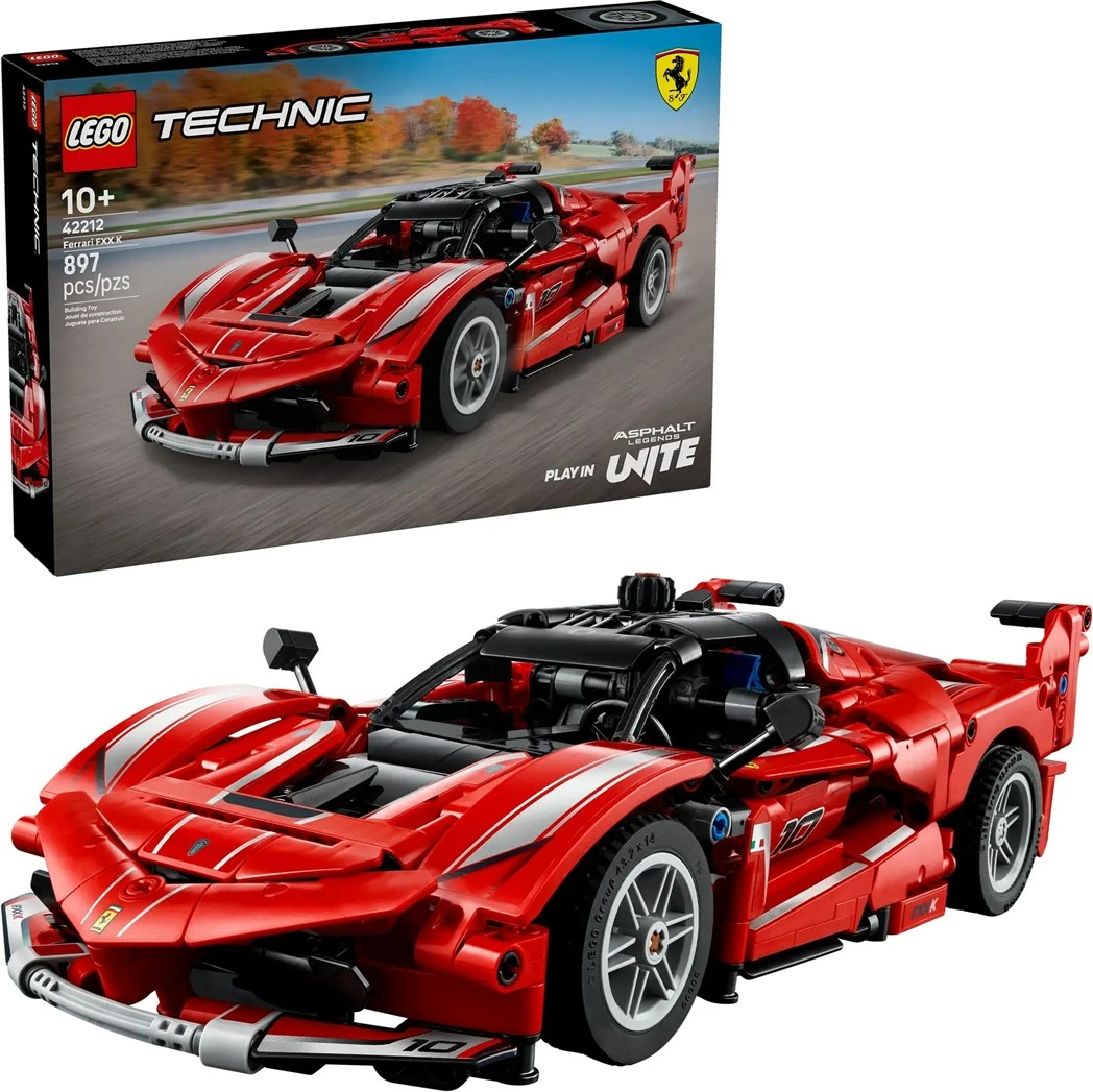 Detajiran model Ferrari FXX K, LEGO Technic 42212, 897 kosov, rdeč
