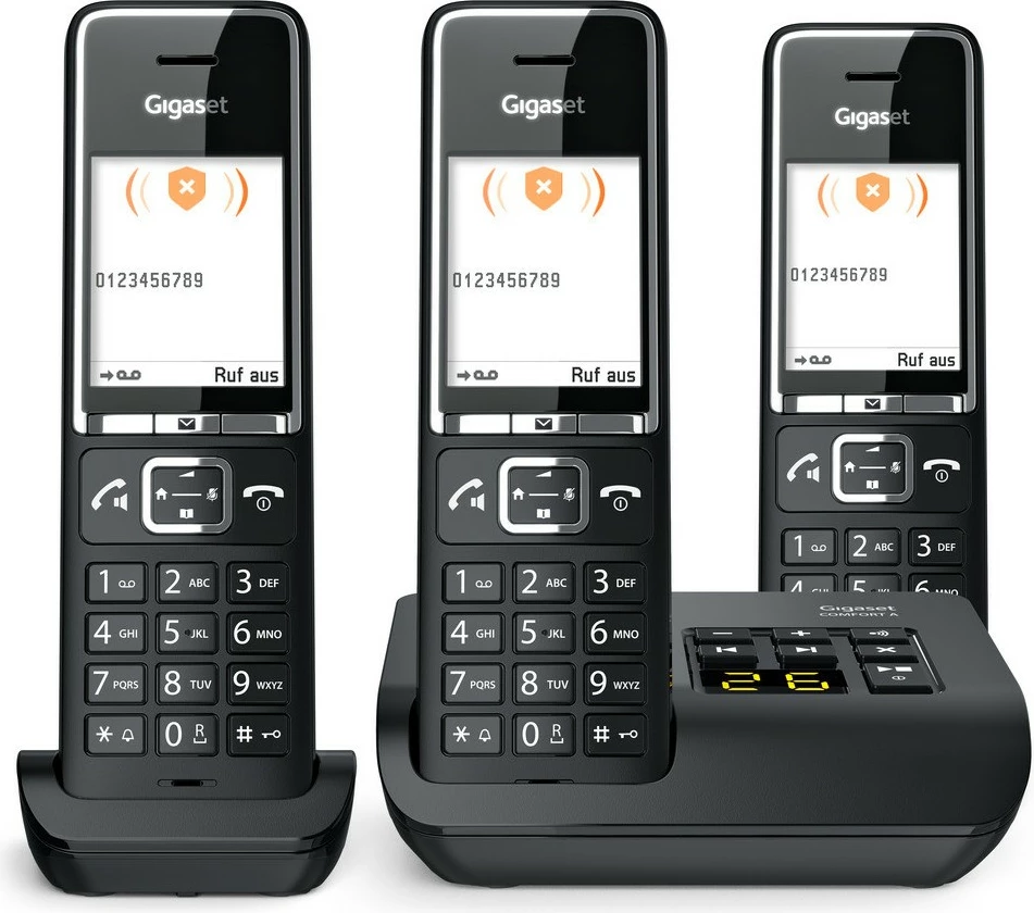 Brezžični telefon Gigaset COMFORT 550A, 3 slušalke, samodejni snemalnik, 200 stikov, črn