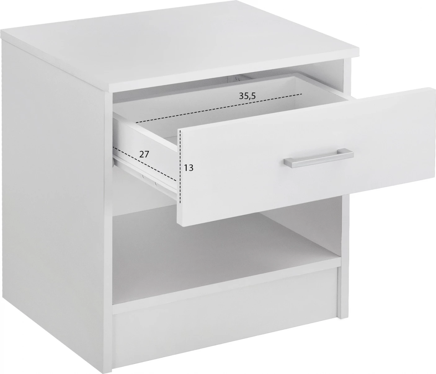 Nočna omarica z 1 predalom v beli barvi FH2345.05 45x35,5x47 cm