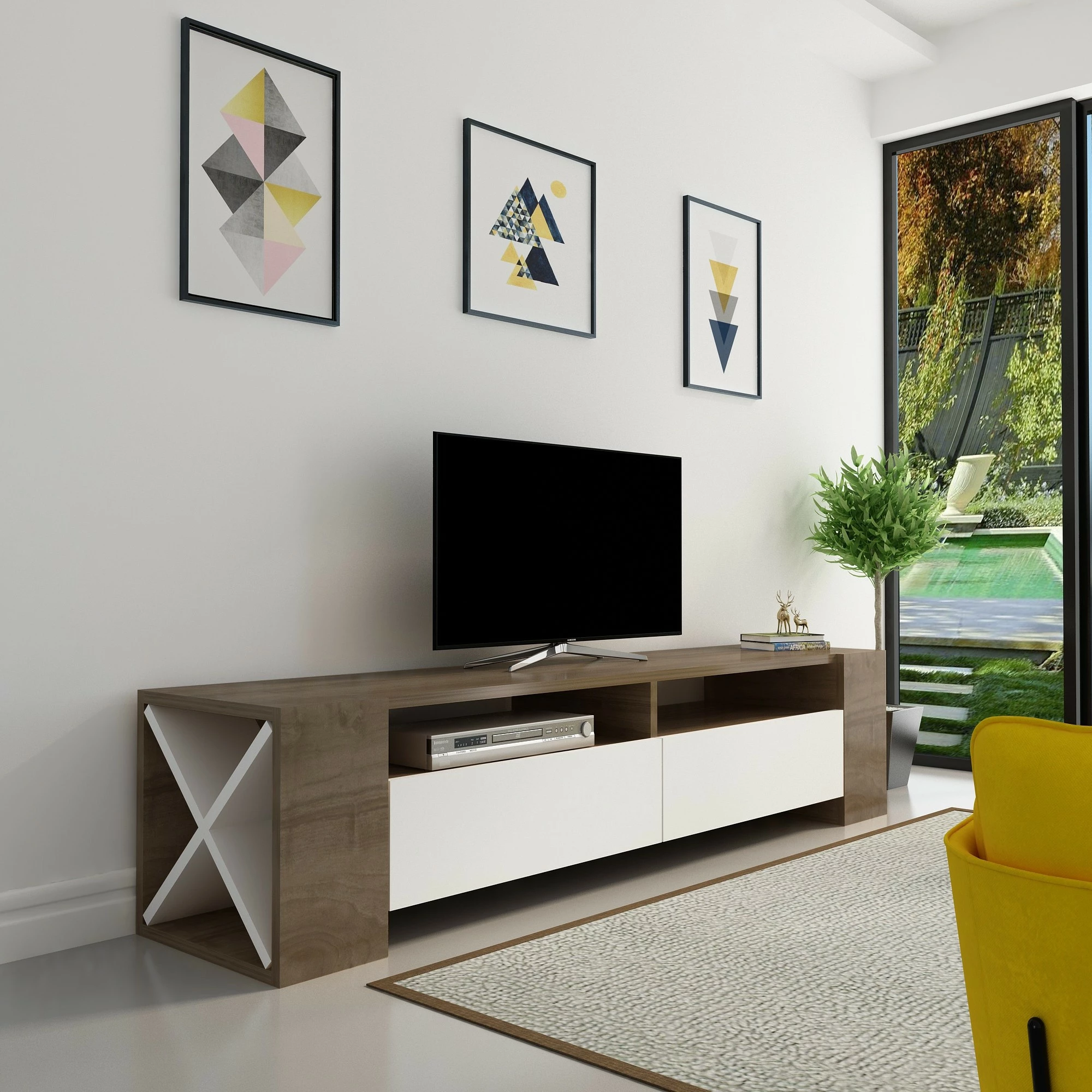 TV komoda Sosruko Hanah Home, oreh in bela