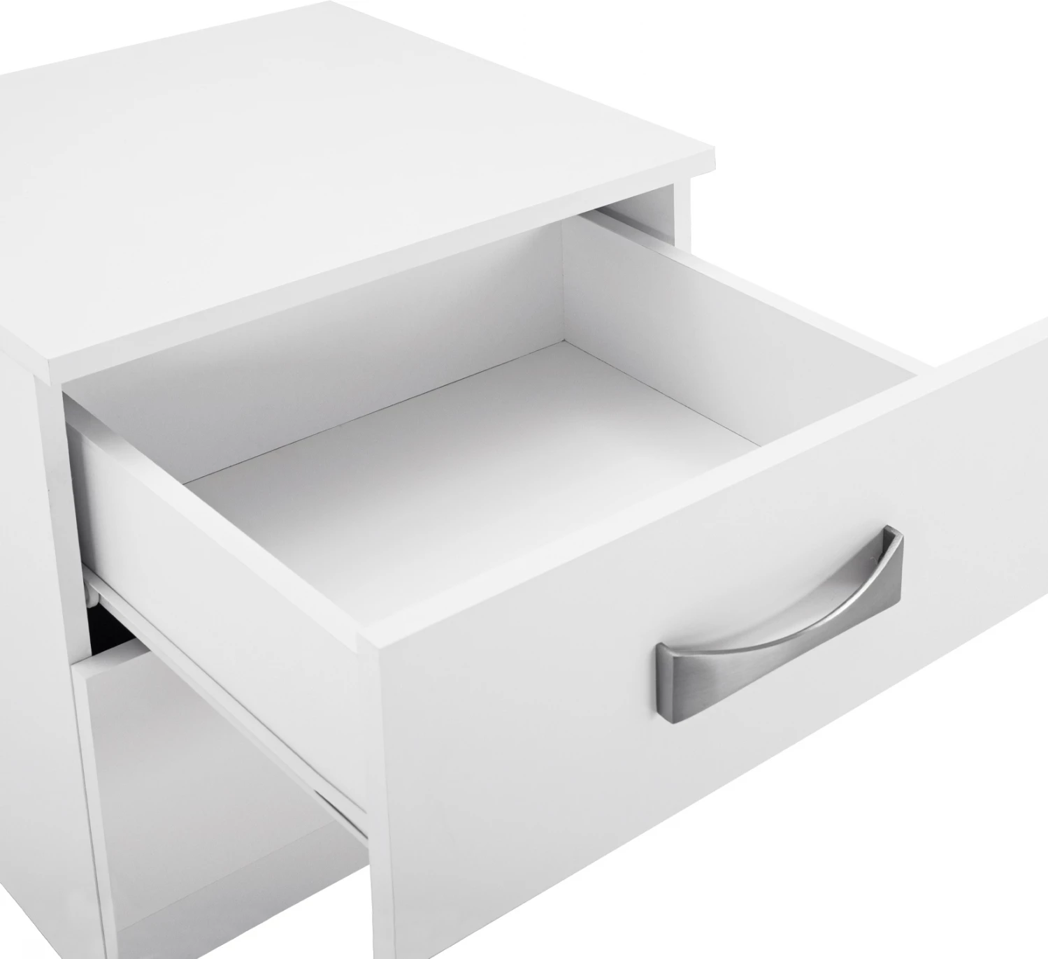 Nočna omarica z 2 predaloma in srebrnim ročajem FH2235.05 belo 48x40,5x41,5Ycm