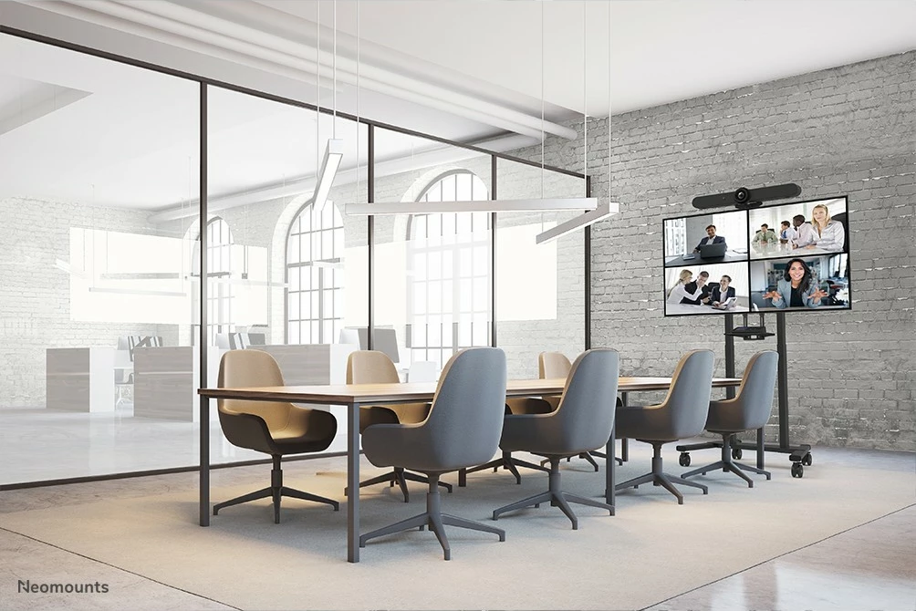 Motorni talni stojalo za zaslon Neomounts FL55-875BL1, 100", 110 kg, črno