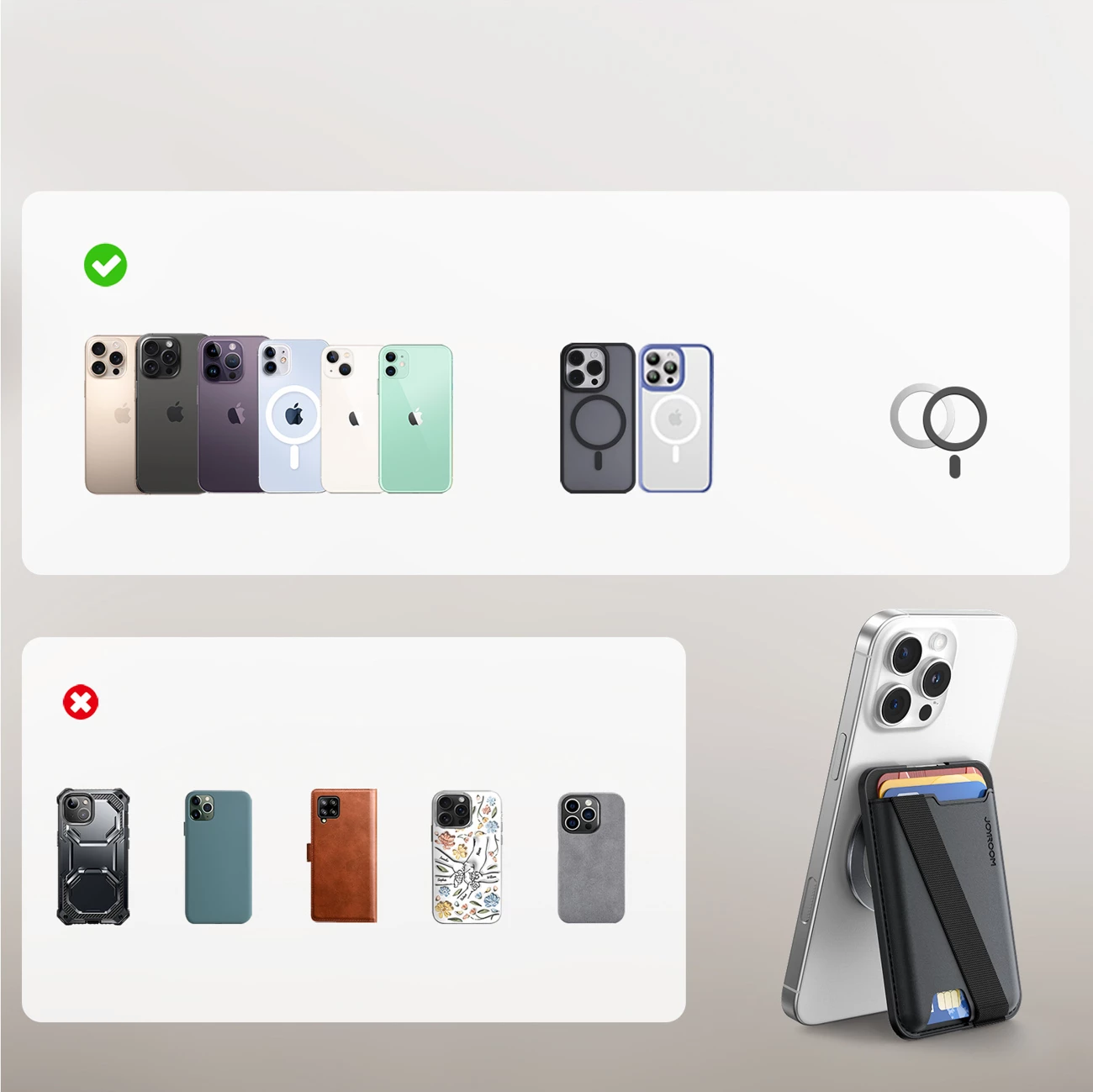 Magnetni denarnica za MagSafe Joyroom JR-ZS432, črna