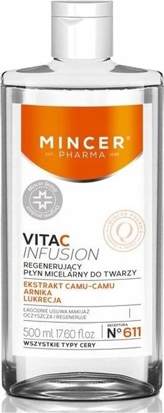 Micelarni raztopina za obraz za ženske Mincer Pharma Vita C Infusion Regenerating št.611, 500 ml