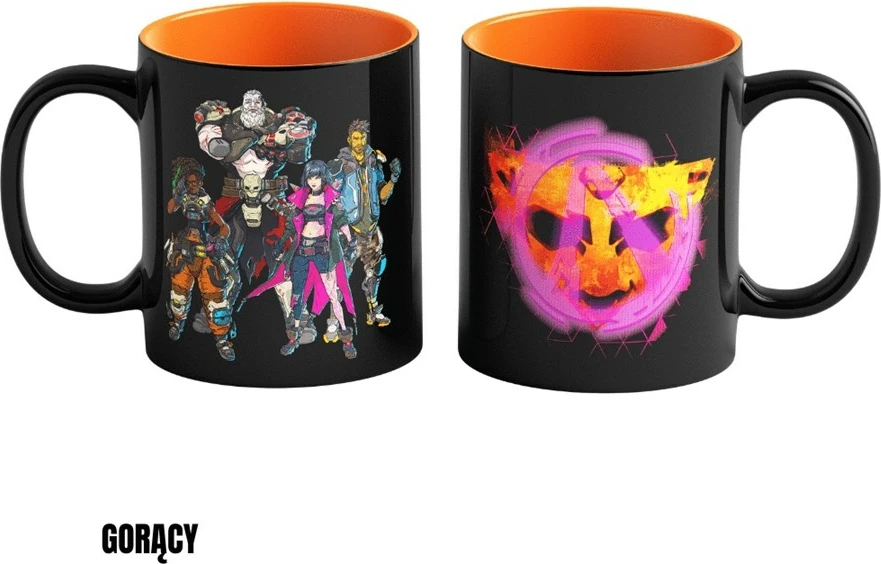 Keramična skodelica Borderlands 4 Vault Keeper Glitch Good Loot, 450 ml, črno/oranžna