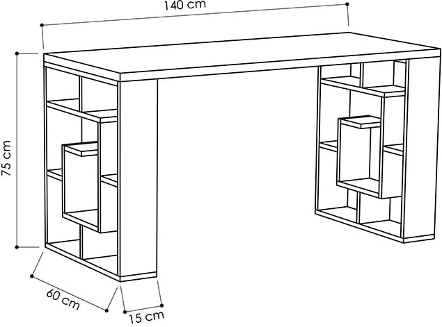 Delovna miza Labirent, bela, 140 x 60 x 75 cm