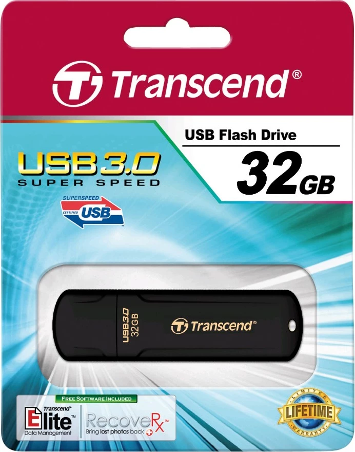 USB ključek 32GB, Transcend JetFlash 700, USB 3.2, črn