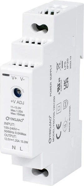 Napajalnik za DIN letev YINGJIAO YSDS 12V 1,25A 15W, bel