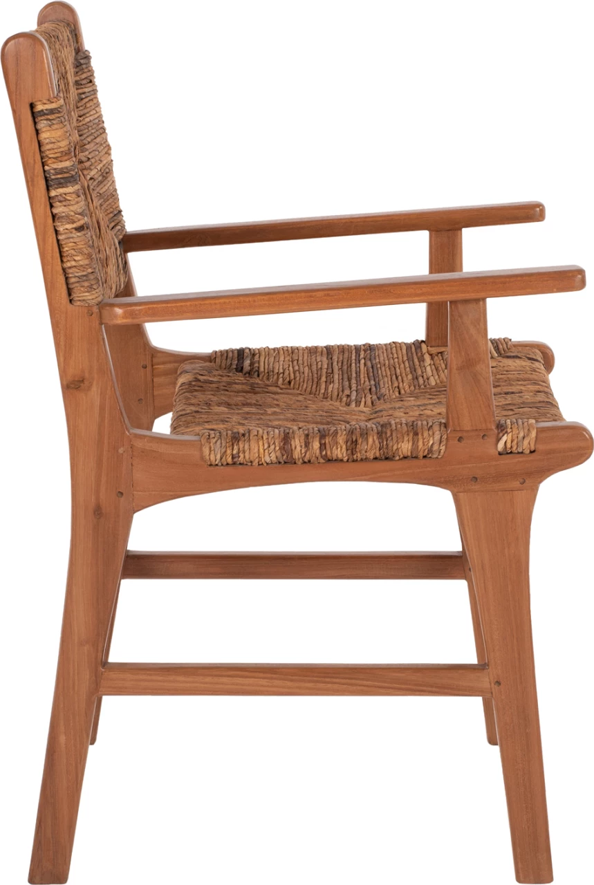 Jedilniški naslanjač iz tikovine in rogoznice oreh-bež FH9400.01 54x58x86,5 cm