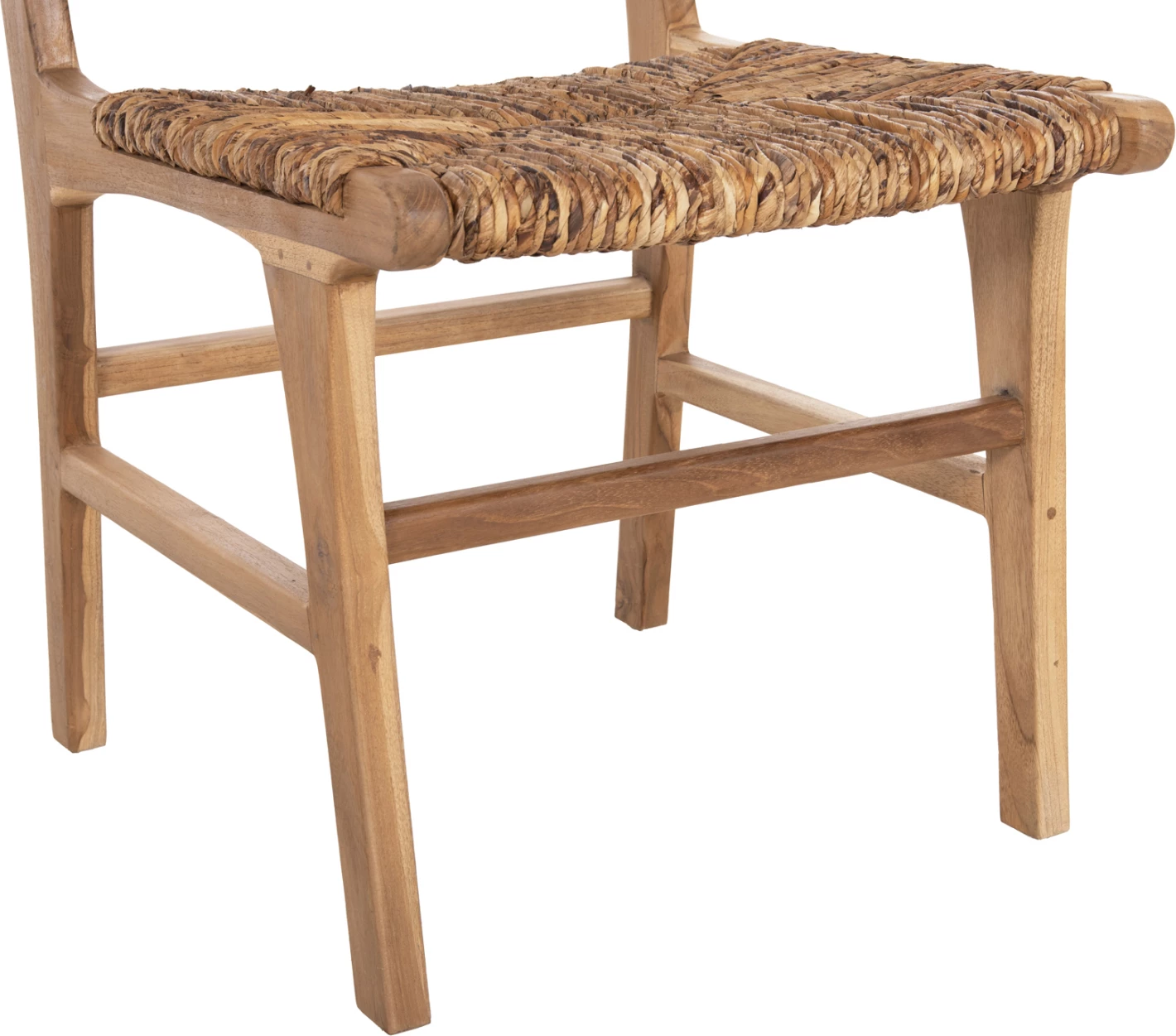 Stol FH9399.11 iz tikovine s slamnato oblazinjenjem na naslonjalu in sedežu naravne barve 51x60,5x88H cm