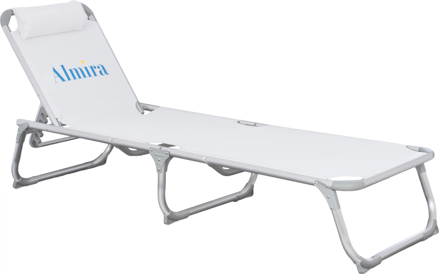 Ležalnik za plažo FH5054.03 težki tip bele barve aluminij 188x58x31-81 cm