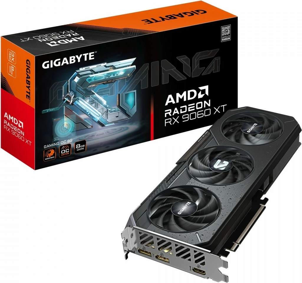 Grafična kartica Gigabyte Radeon RX 9060 XT GAMING OC 8G, 8 GB GDDR6, 3 ventilatorji, PCI-E 5.0