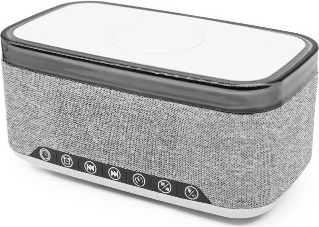 FM radio z budilko, Bluetooth, brezžično polnjenje, Denver, siva