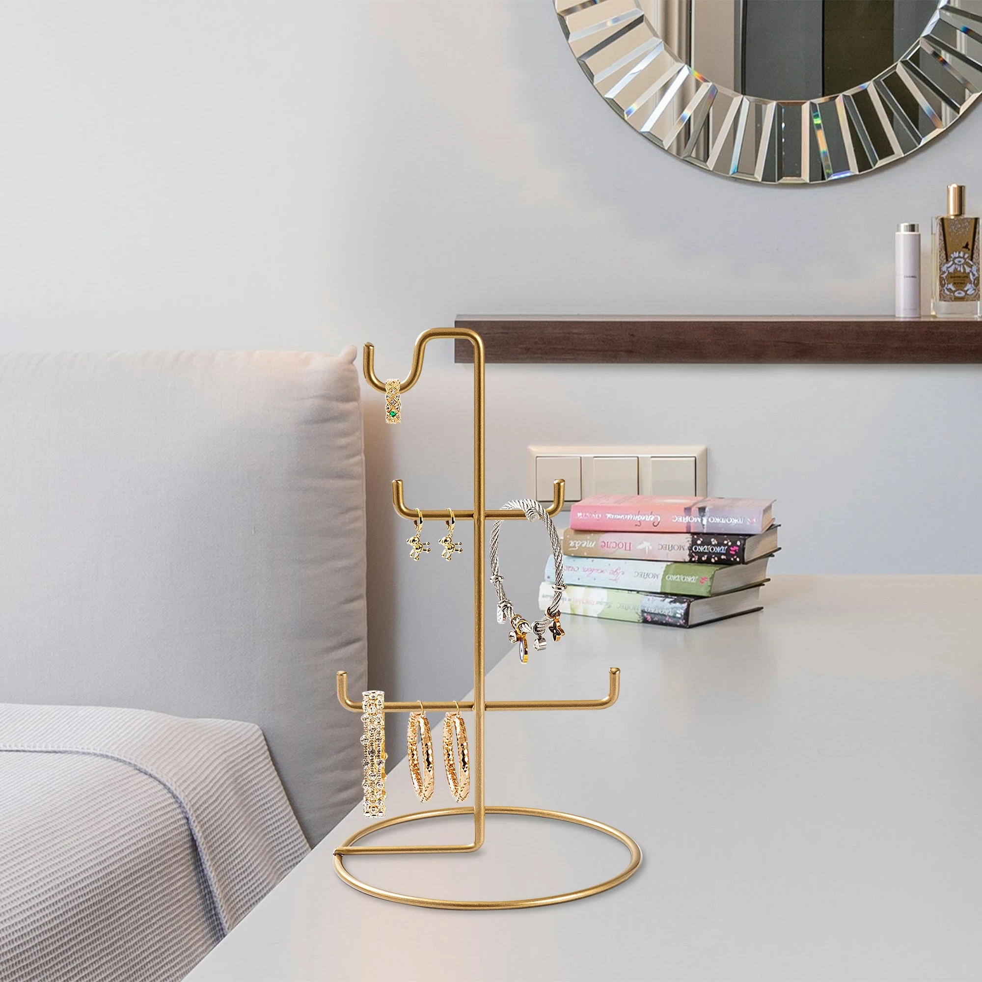 Stojalo za organizacijo nakita, zlata barva, Aberto Design TK-003
