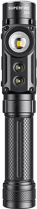 Ročna svetilka Superfire J05, 380+450 lm, USB-C, črna