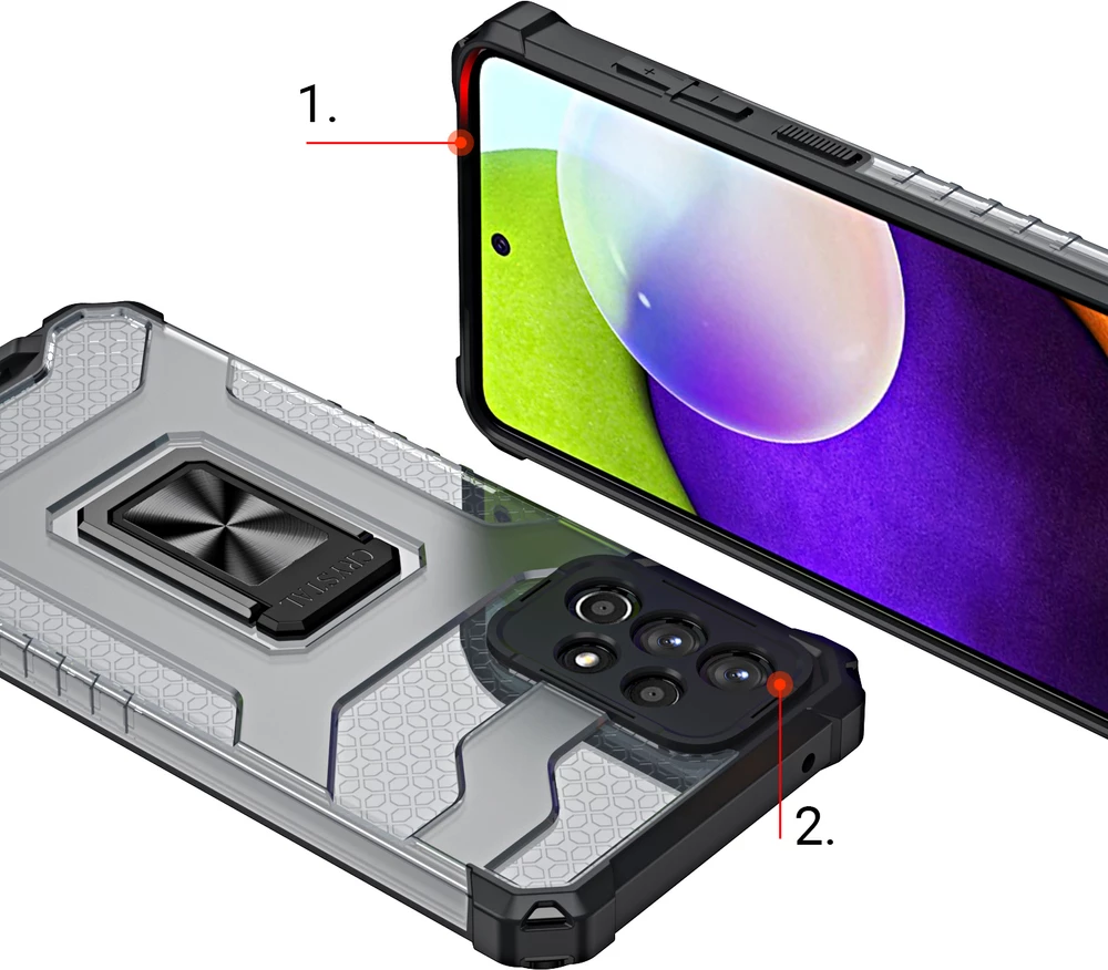 Ovitek za telefon s kristalnim obročem in držalom za Samsung Galaxy A72 4G, Hurtel Crystal Ring Case, moder