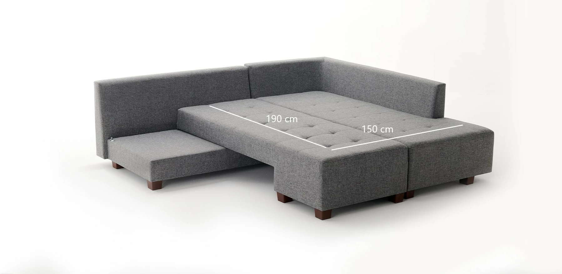 Kotna sofa postelja, siva, Manama, desni kot