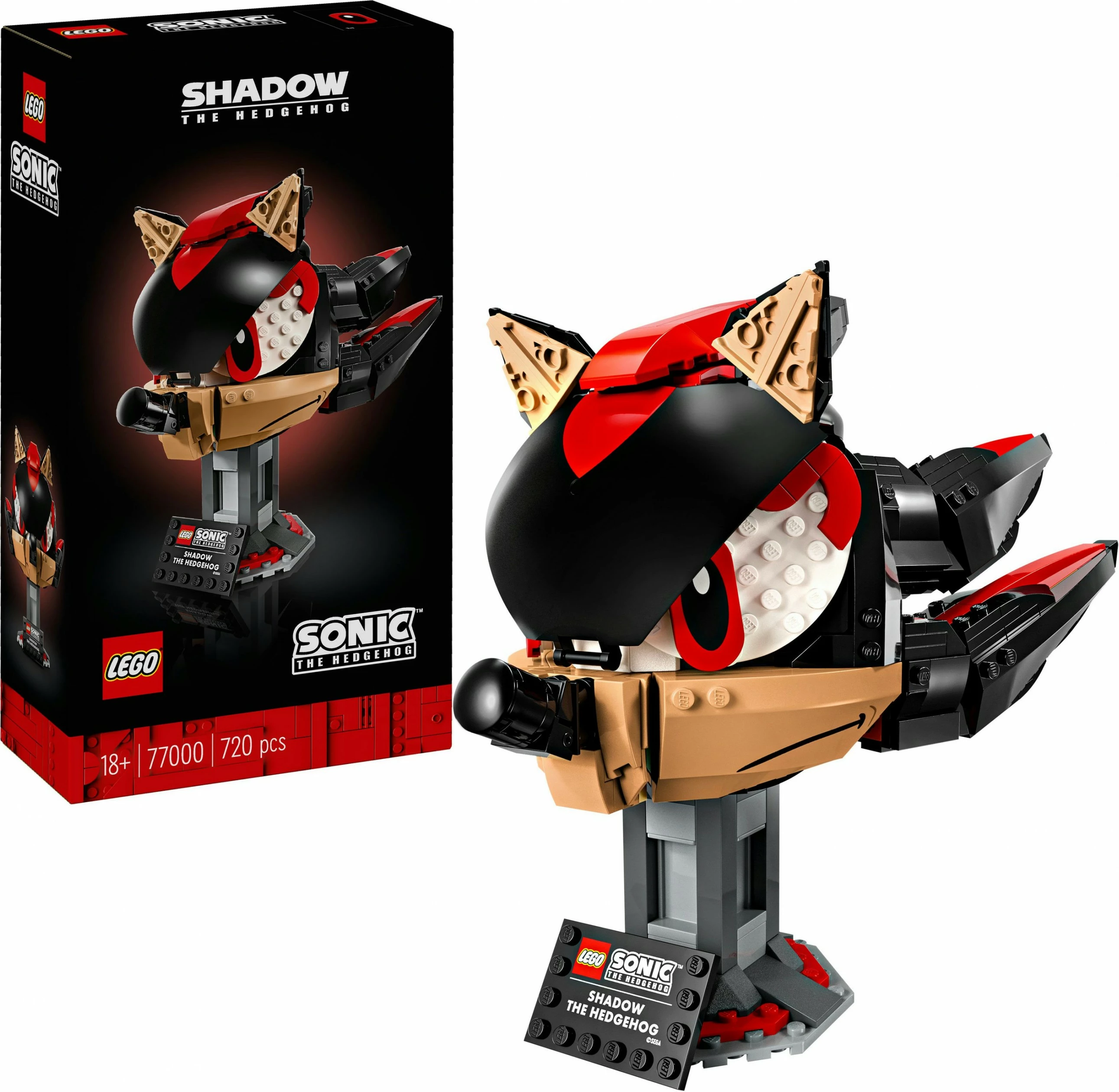 Set za gradnjo glave Shadow the Hedgehog, LEGO 77000, 720 kosov, večbarven
