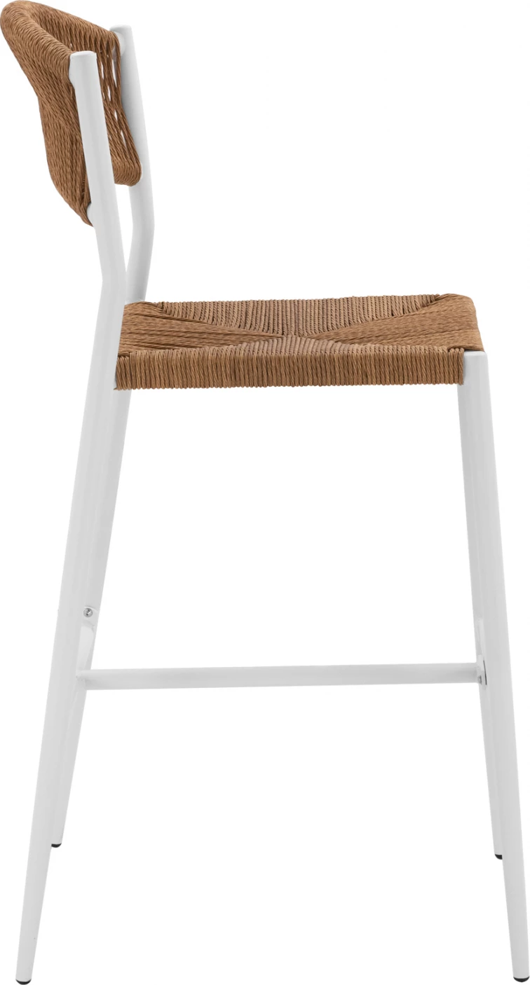 Aluminijasti barski stol v beli barvi s PE vrvjo bež FH5789.01 45,5x56x111 cm