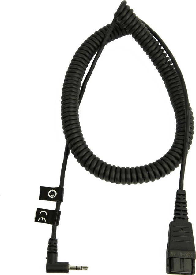 Spiralni priključni kabel 2,5 mm, Jabra QD, za Panasonic, 0,5–2 m, črn