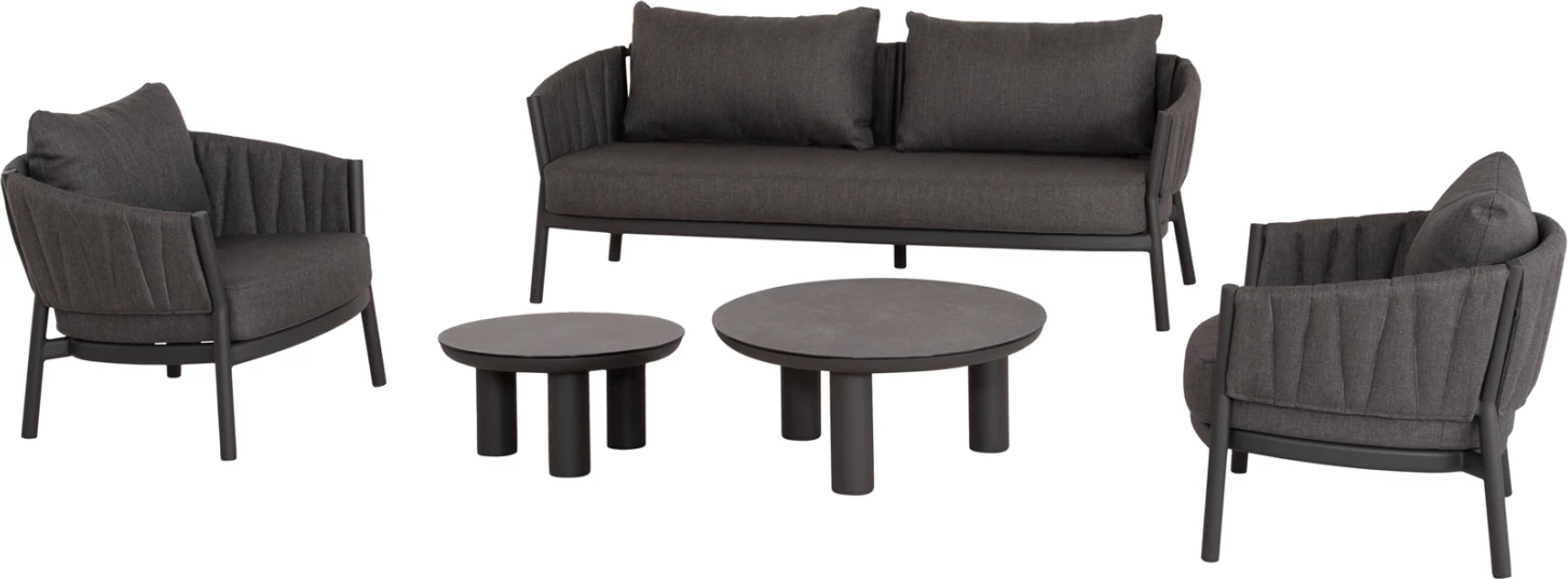 Zunanji loungeset 5-delni, temno siv, aluminij, tkanina Olefin, 3D potiskano steklo, SHANKS FH6206.01