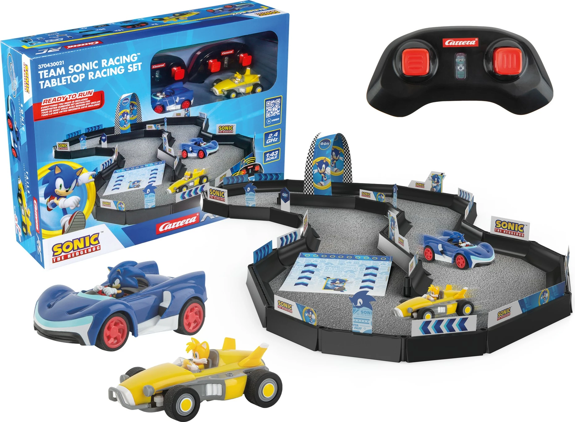 Set mini dirkališča Team Sonic Racing, 2 RC avtomobila, večbarven